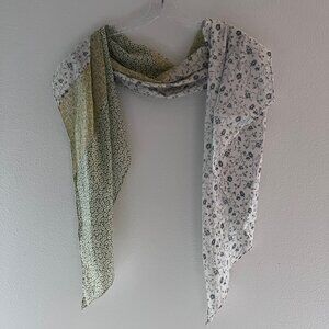 Boho Whimsical Scarf / Sash Diagonal Edged Asymmetrical Flowers